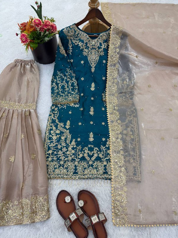 V-neckline with ornate embroidered panel