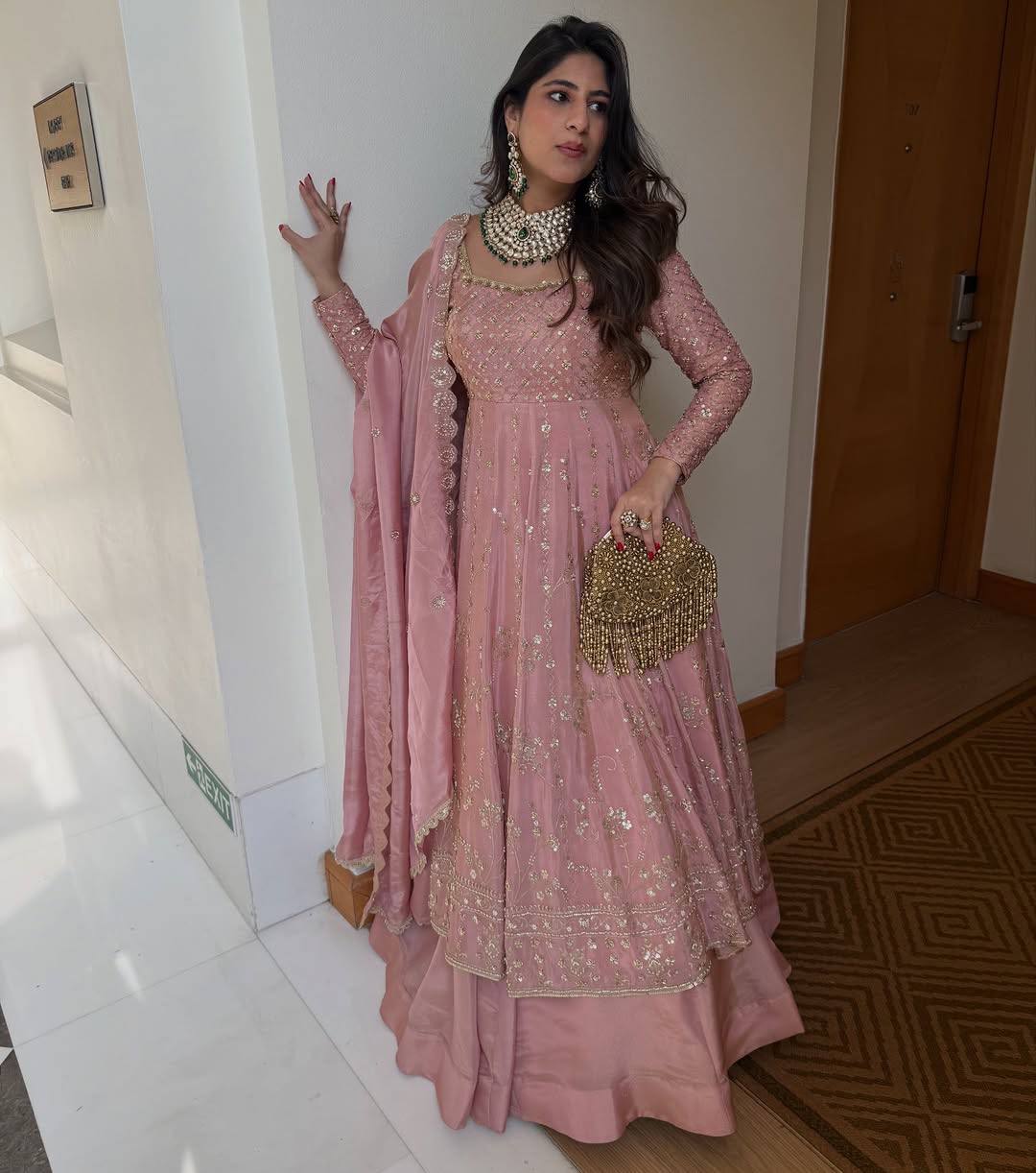 Blush Bloom Embroidered Anarkali Set