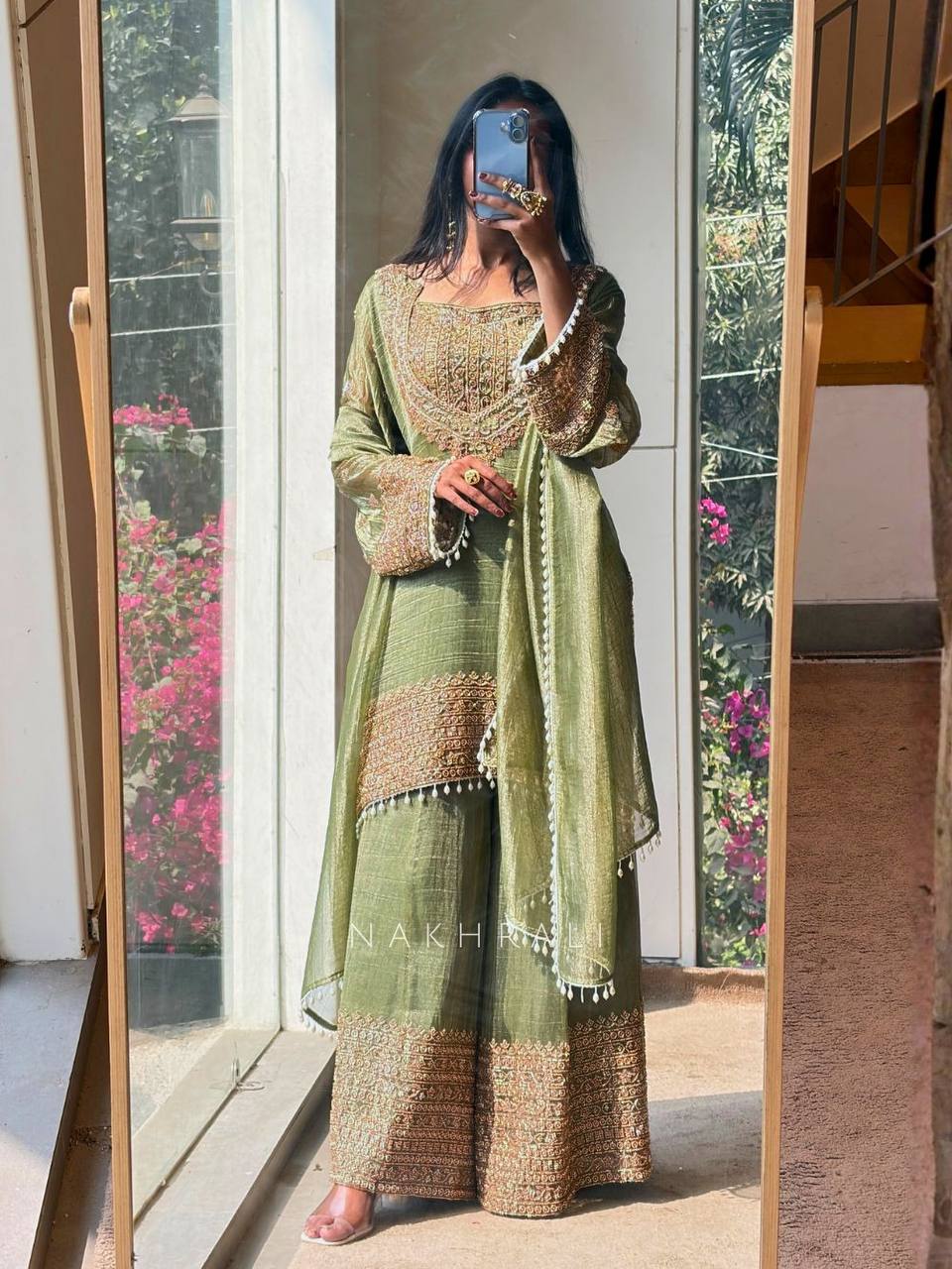 embroidered sharara suit set