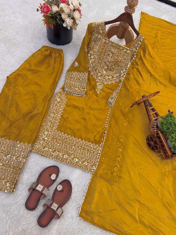 embroidered sharara suit set