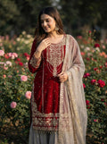 sharara suit with gold jari embroidery