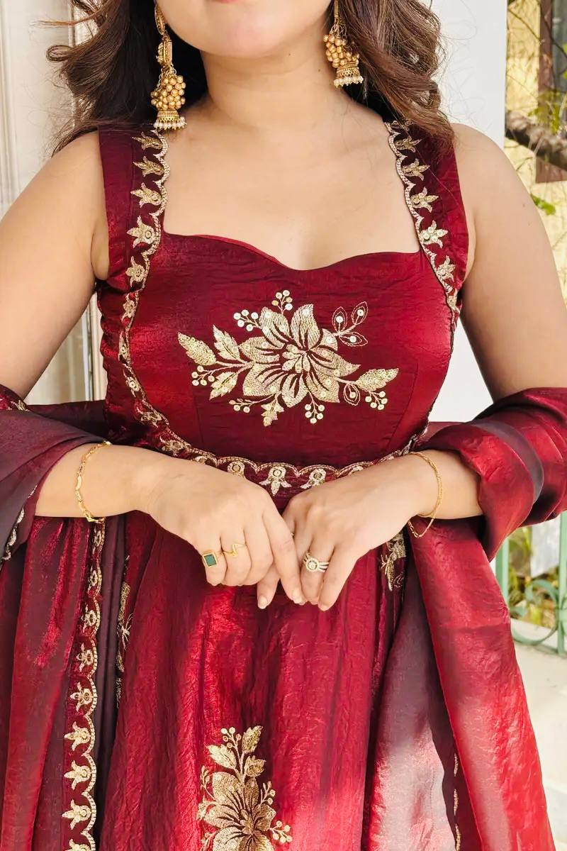 Blooming Zari Flared Anarkali Set