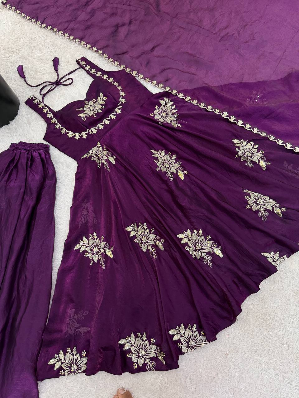 Blooming Zari Flared Anarkali Set