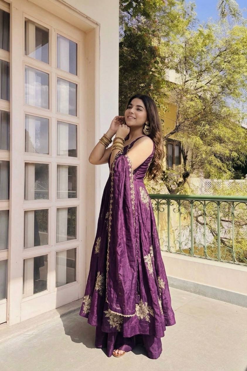 Blooming Zari Flared Anarkali Set