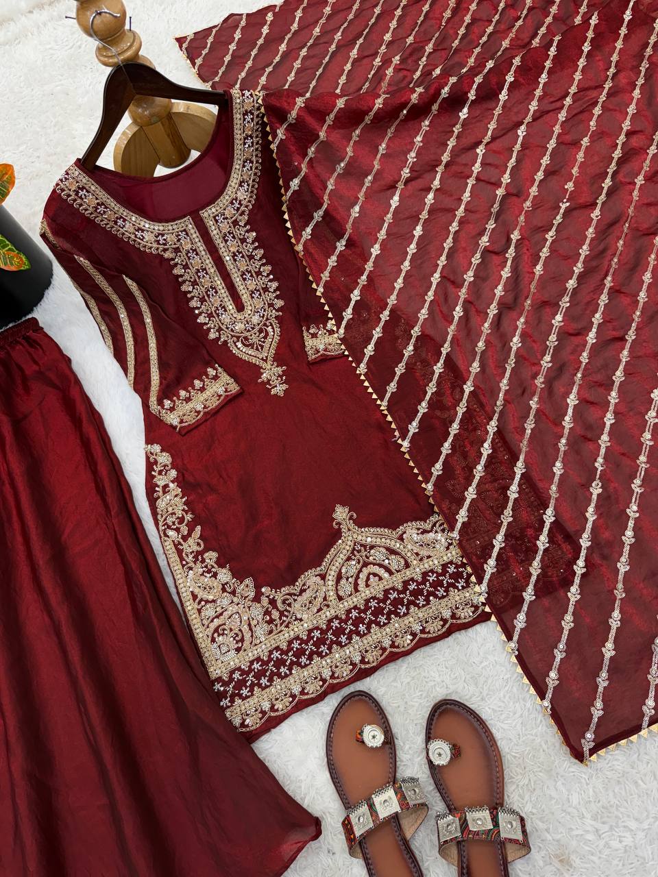 Midnight Peacock Silk Kurta Set with Leheriya Dupatta