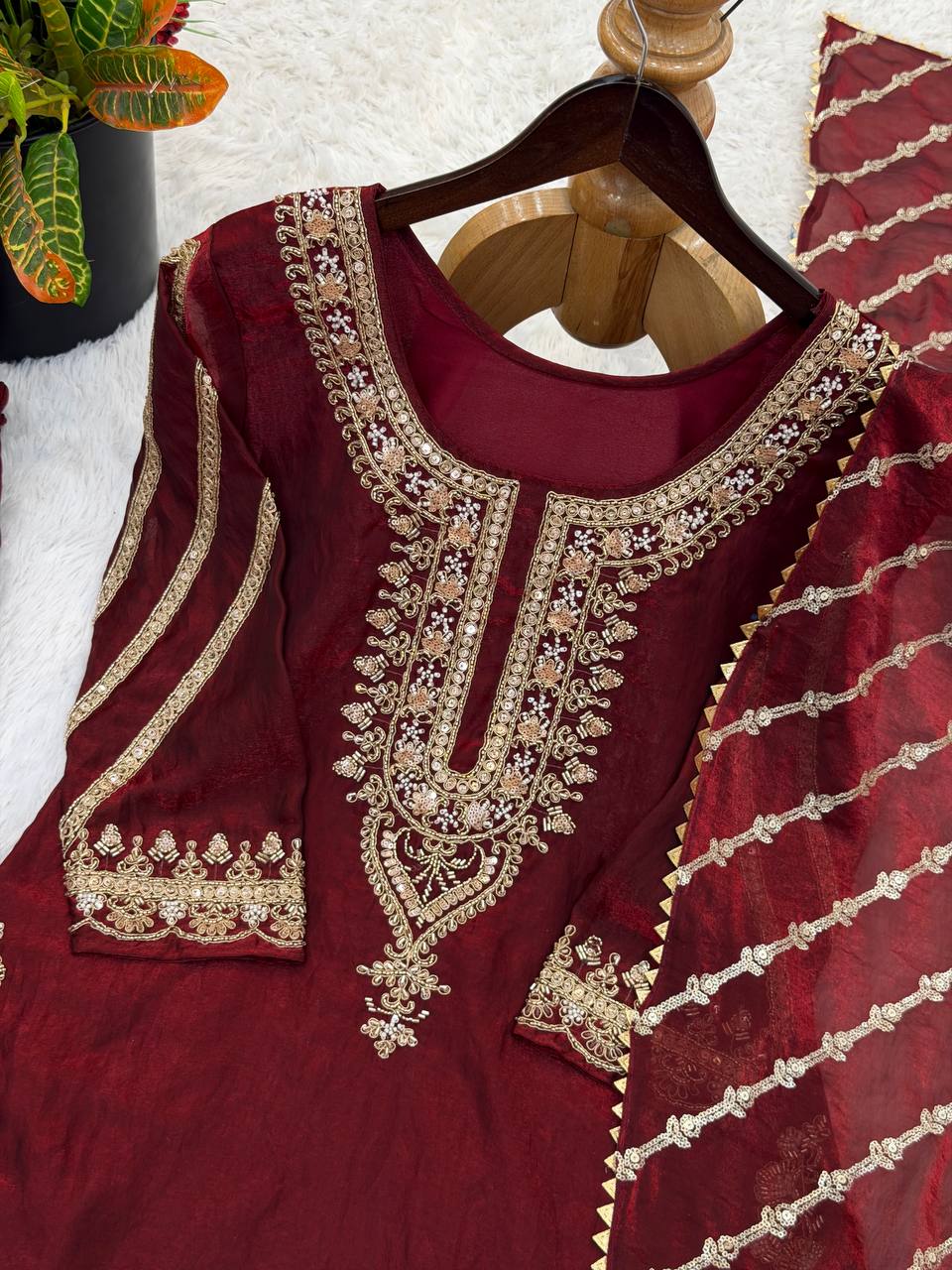 Midnight Peacock Silk Kurta Set with Leheriya Dupatta