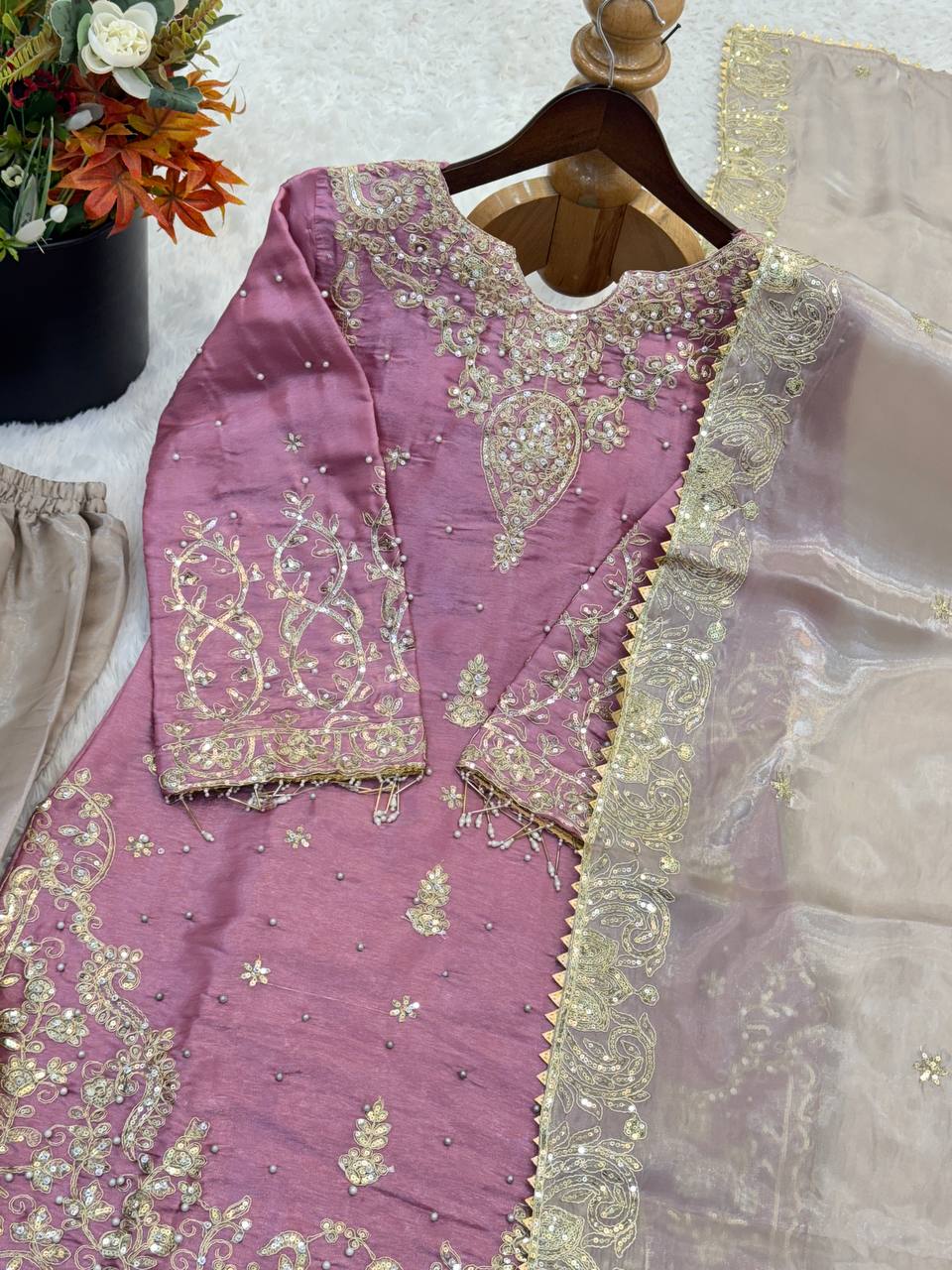 V-neckline with ornate embroidered panel