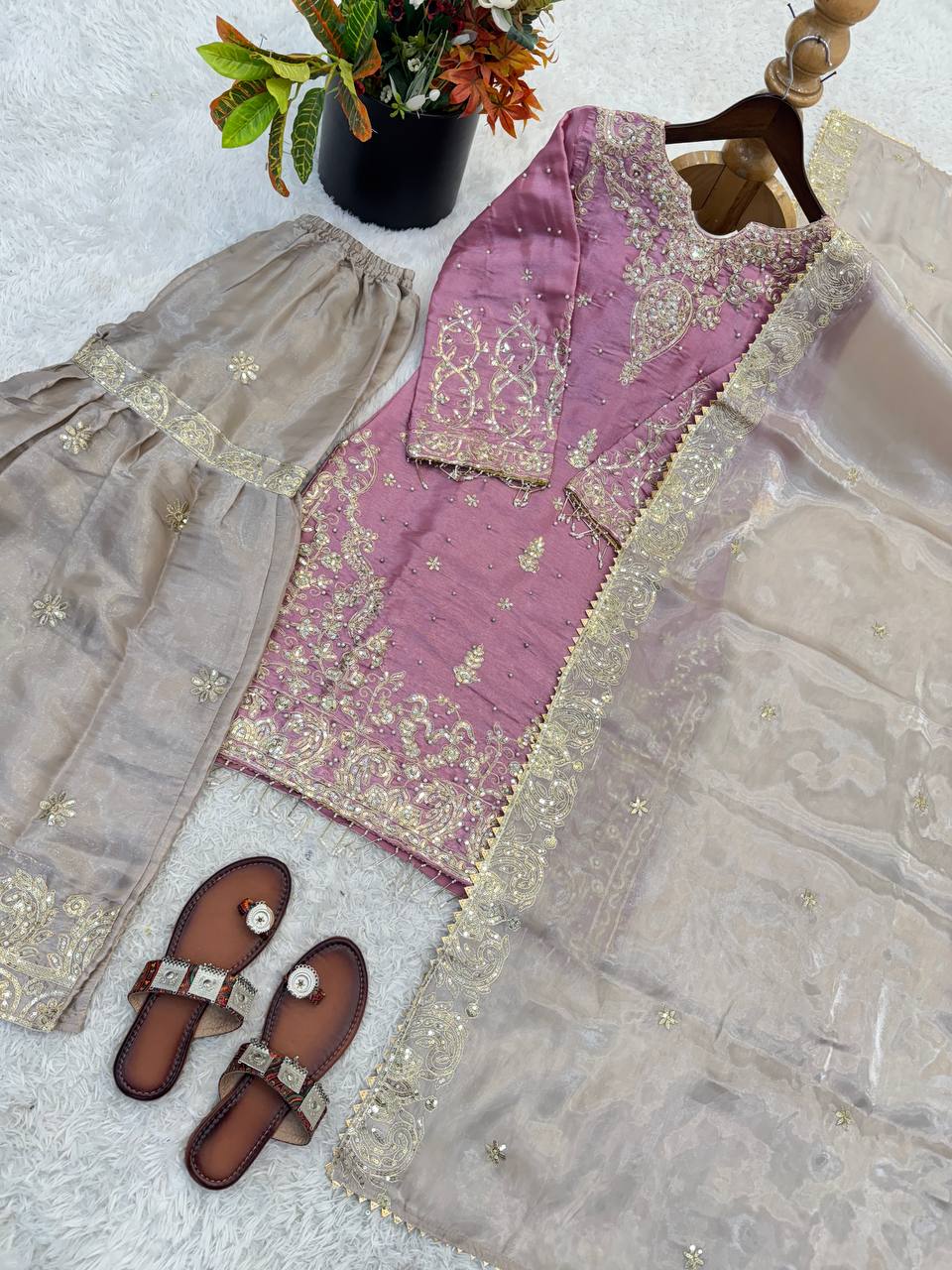 V-neckline with ornate embroidered panel