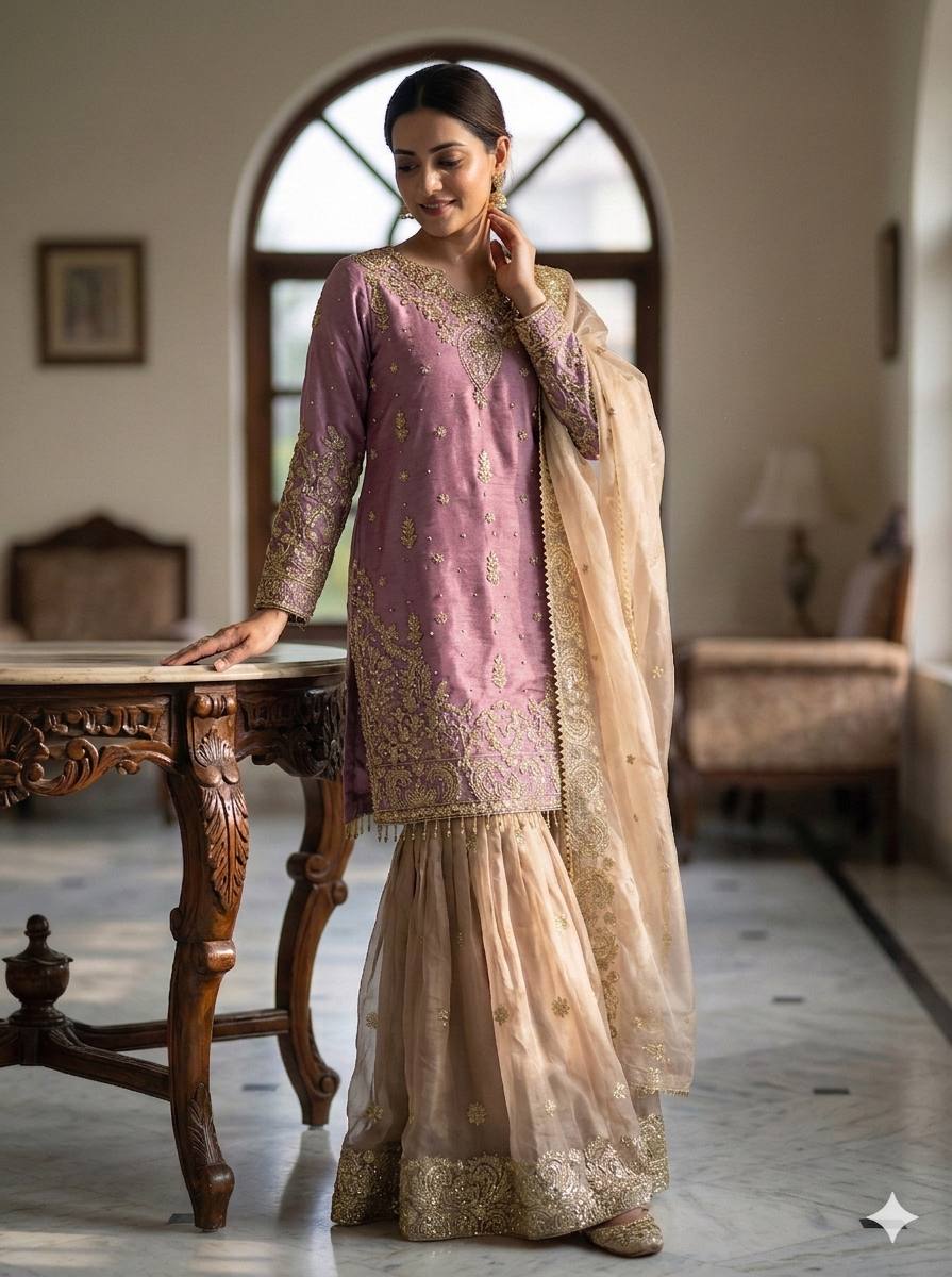 V-neckline with ornate embroidered panel