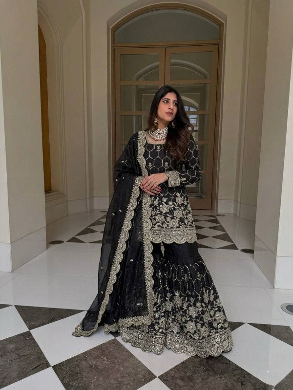 Premium Rust Georgette Sharara Set – Wedding & Festive