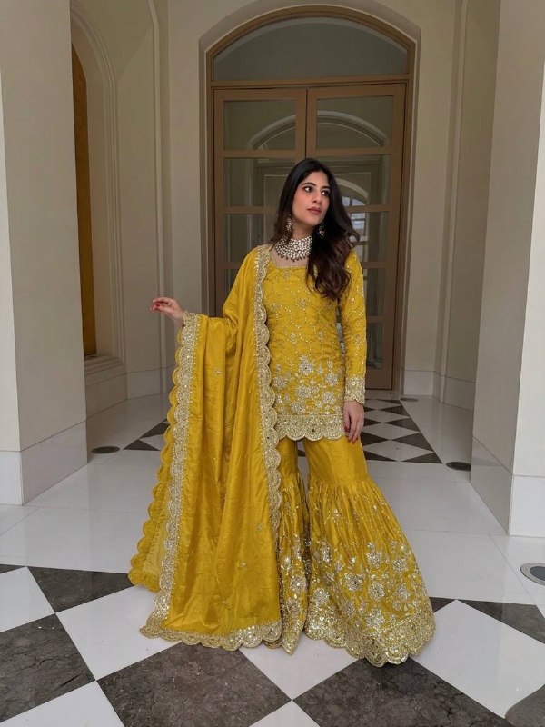 Premium Rust Georgette Sharara Set – Wedding & Festive