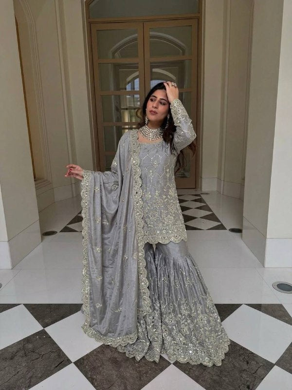 Premium Rust Georgette Sharara Set – Wedding & Festive