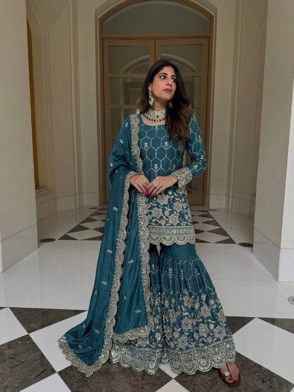 Premium Rust Georgette Sharara Set – Wedding & Festive
