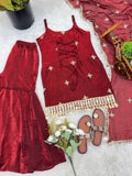 Tissue Silk Sharara Set with Coin Lace Hem & Dupatta