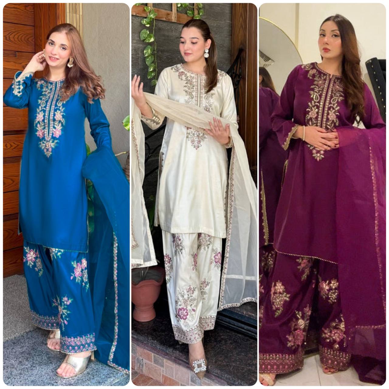 Embroidered Kurta Sharara Set with Dupatta