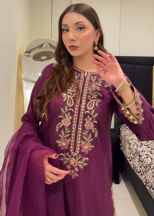 Embroidered Kurta Sharara Set with Dupatta