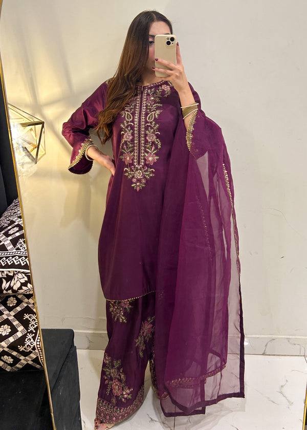 Embroidered Kurta Sharara Set with Dupatta