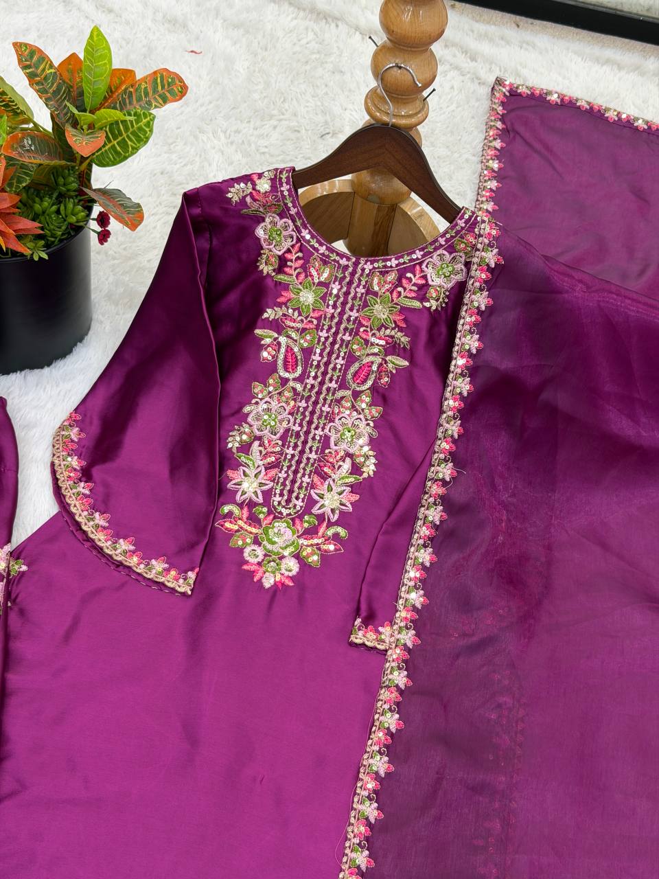 Embroidered Kurta Sharara Set with Dupatta