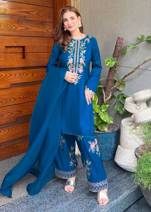 Embroidered Kurta Sharara Set with Dupatta