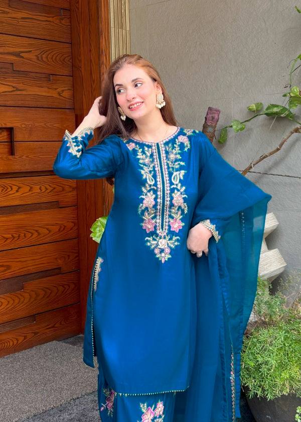 Embroidered Kurta Sharara Set with Dupatta