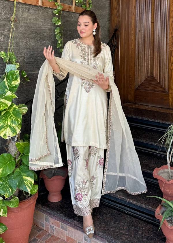Embroidered Kurta Sharara Set with Dupatta