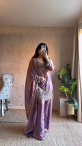 Embroidered Silk Sharara Suit with Dupatta