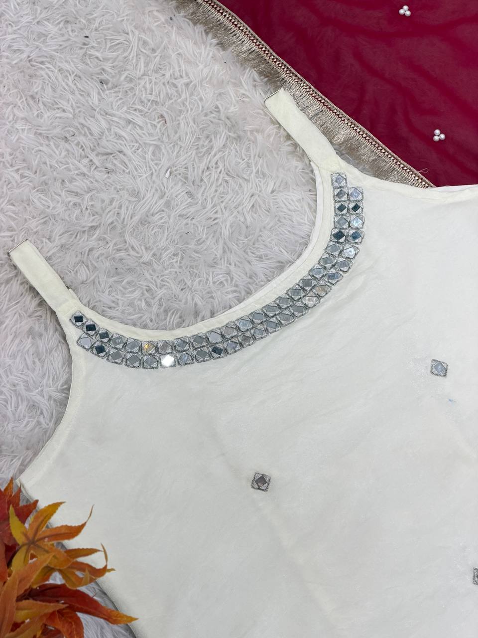Red & White Lehenga Choli – Festive & Bridal Wear
