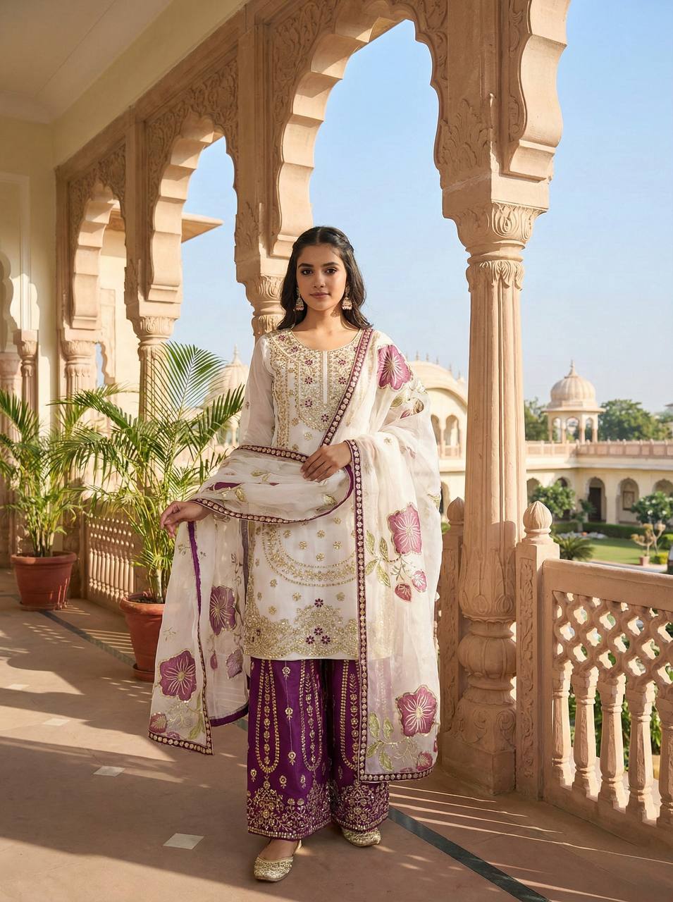 GMY SILK With Heavy Embroidery Sequence Work Top-Bottom And Dupatta Set Fully