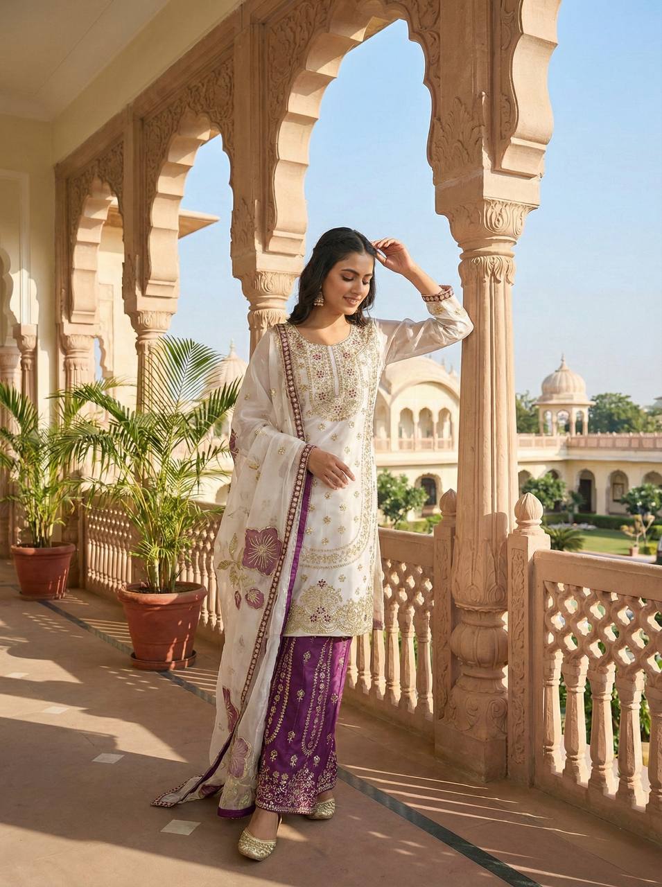 GMY SILK With Heavy Embroidery Sequence Work Top-Bottom And Dupatta Set Fully