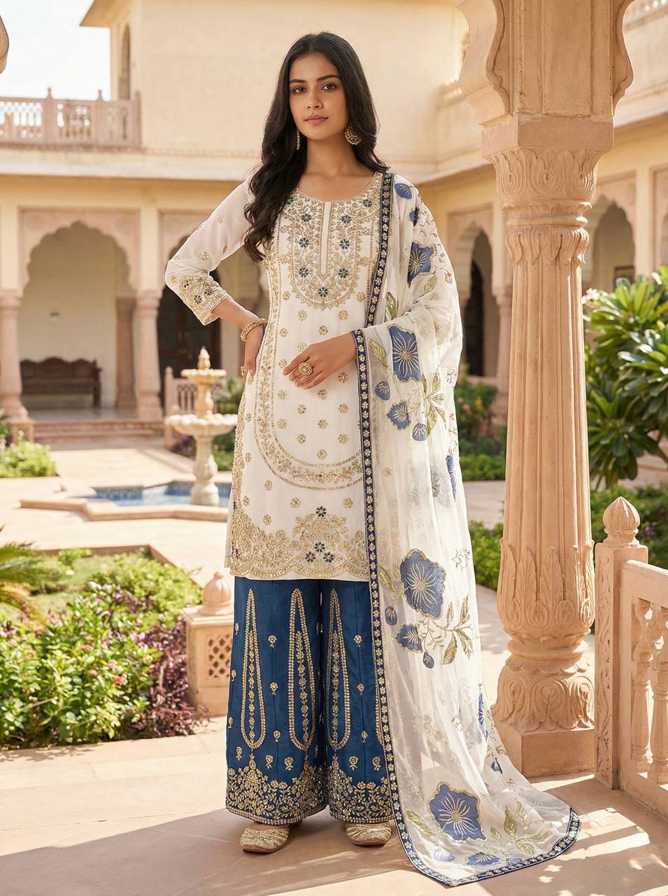 GMY SILK With Heavy Embroidery Sequence Work Top-Bottom And Dupatta Set Fully