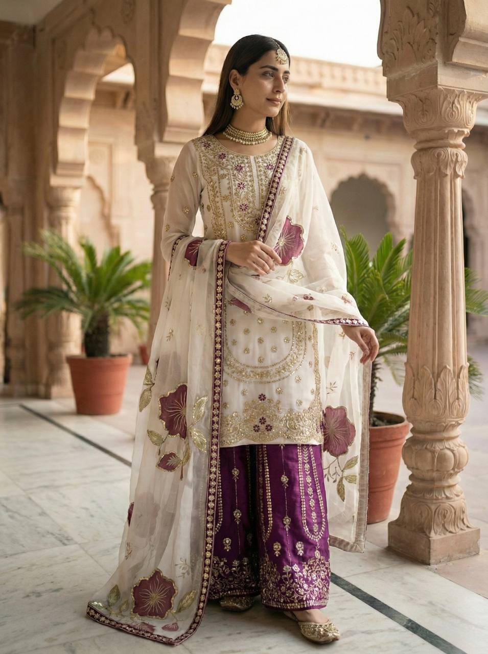 GMY SILK With Heavy Embroidery Sequence Work Top-Bottom And Dupatta Set Fully