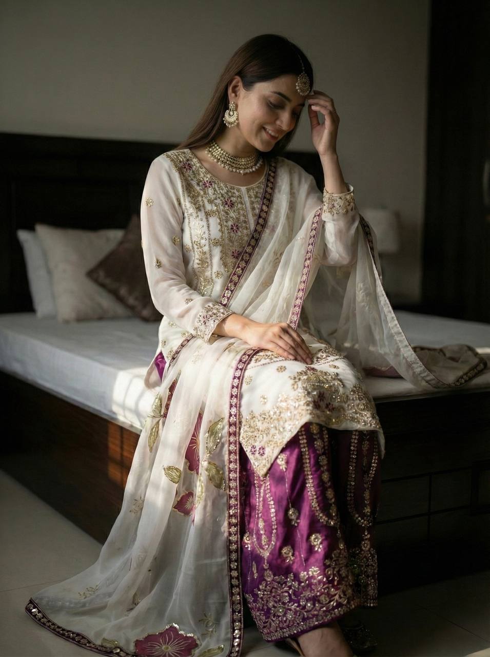 GMY SILK With Heavy Embroidery Sequence Work Top-Bottom And Dupatta Set Fully