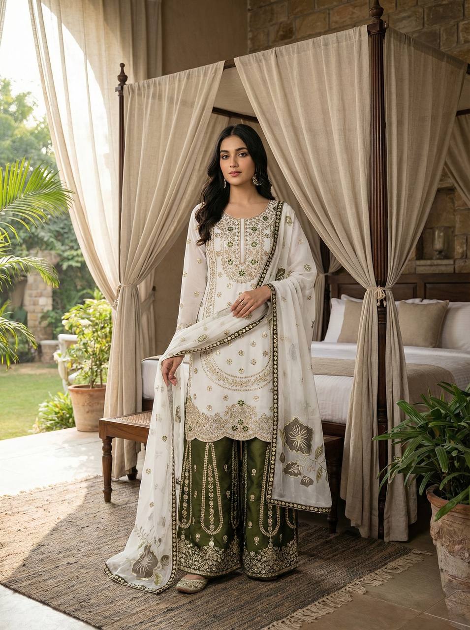 GMY SILK With Heavy Embroidery Sequence Work Top-Bottom And Dupatta Set Fully