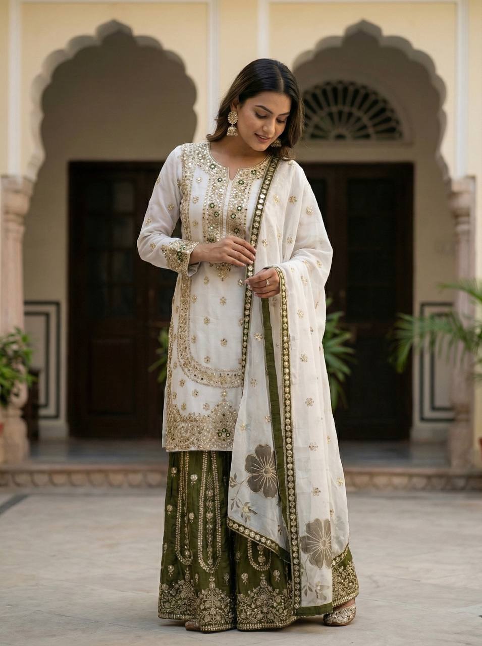 GMY SILK With Heavy Embroidery Sequence Work Top-Bottom And Dupatta Set Fully