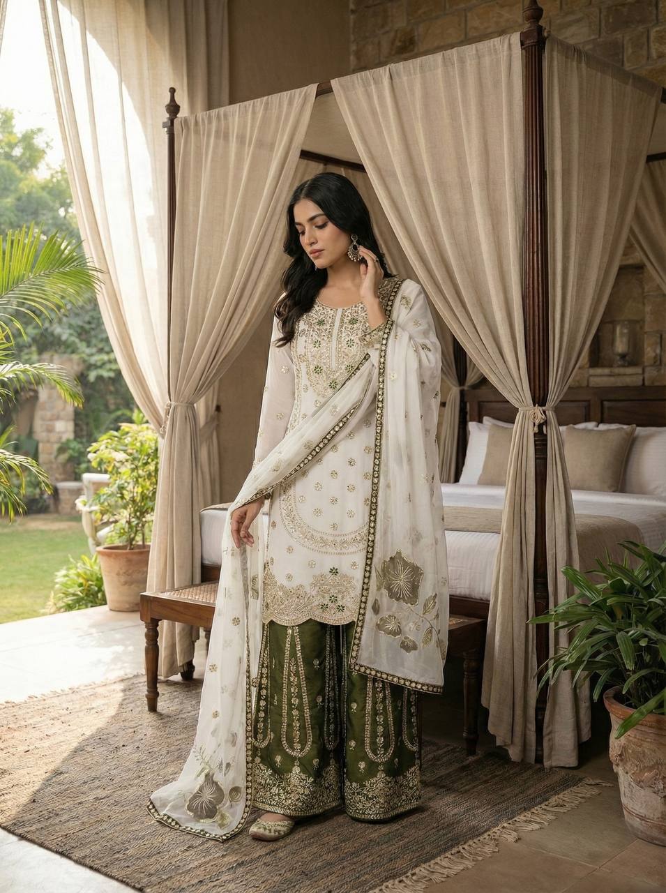 GMY SILK With Heavy Embroidery Sequence Work Top-Bottom And Dupatta Set Fully
