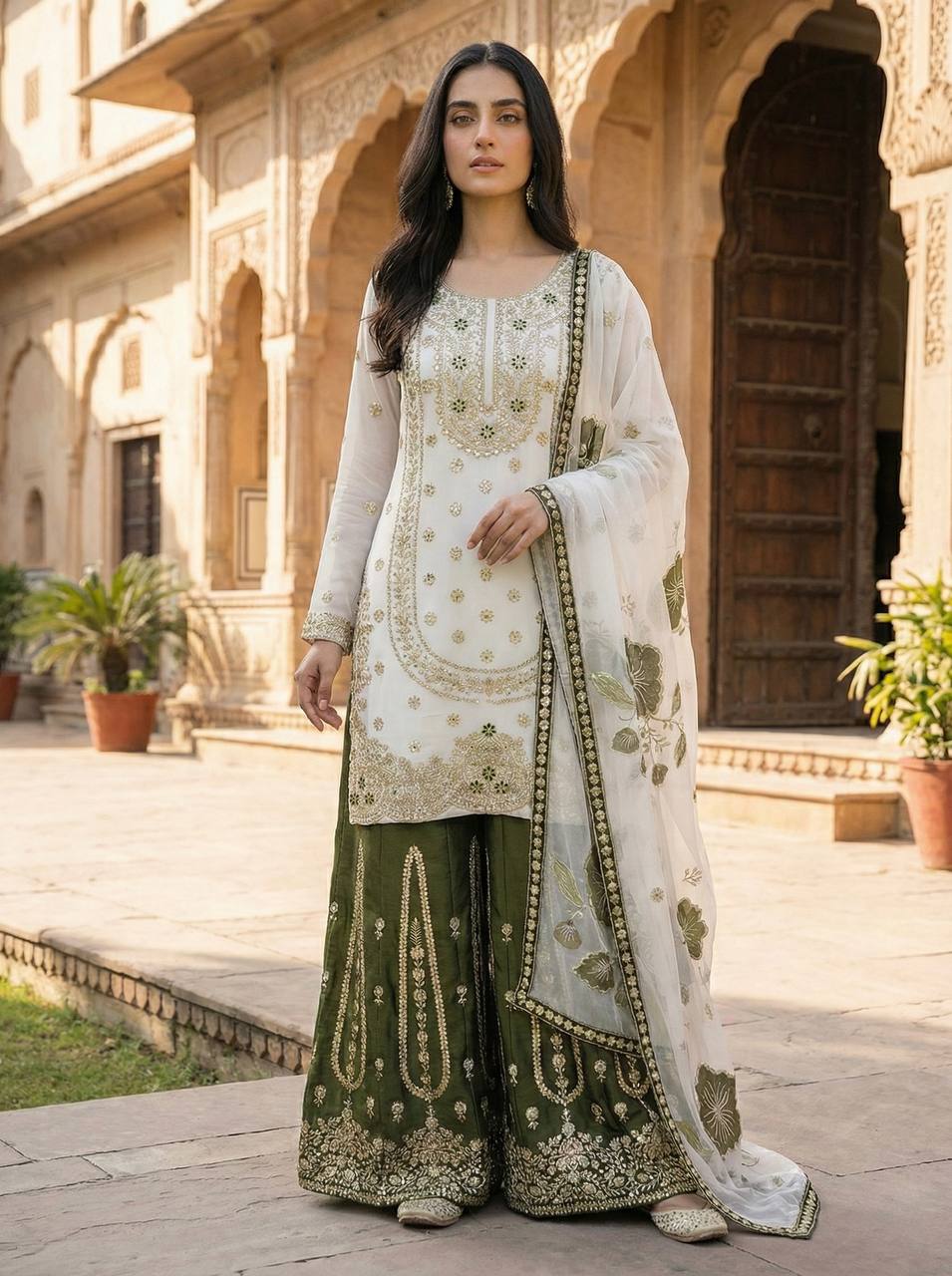GMY SILK With Heavy Embroidery Sequence Work Top-Bottom And Dupatta Set Fully