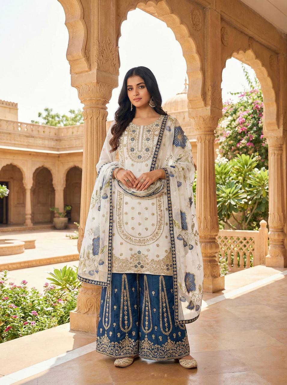 GMY SILK With Heavy Embroidery Sequence Work Top-Bottom And Dupatta Set Fully