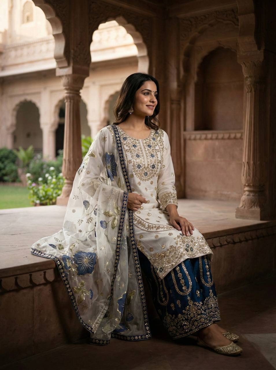 GMY SILK With Heavy Embroidery Sequence Work Top-Bottom And Dupatta Set Fully