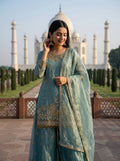 Agra Mist Embroidered Sharara Set