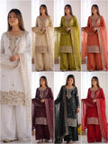 Party Wear Look Top-Plazzo and Dupatta With Heavy Embroidery Beads Work