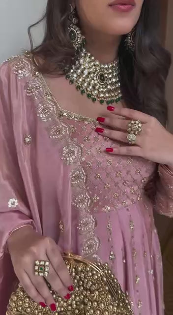 Blush Bloom Embroidered Anarkali Set